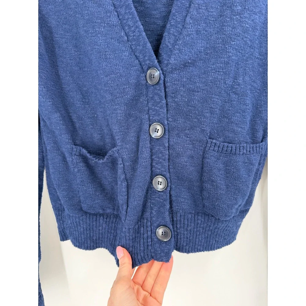 J.Crew Cardigan Sweater Women M Blue V-Neck Button Front AB050 Preppy Classic‎